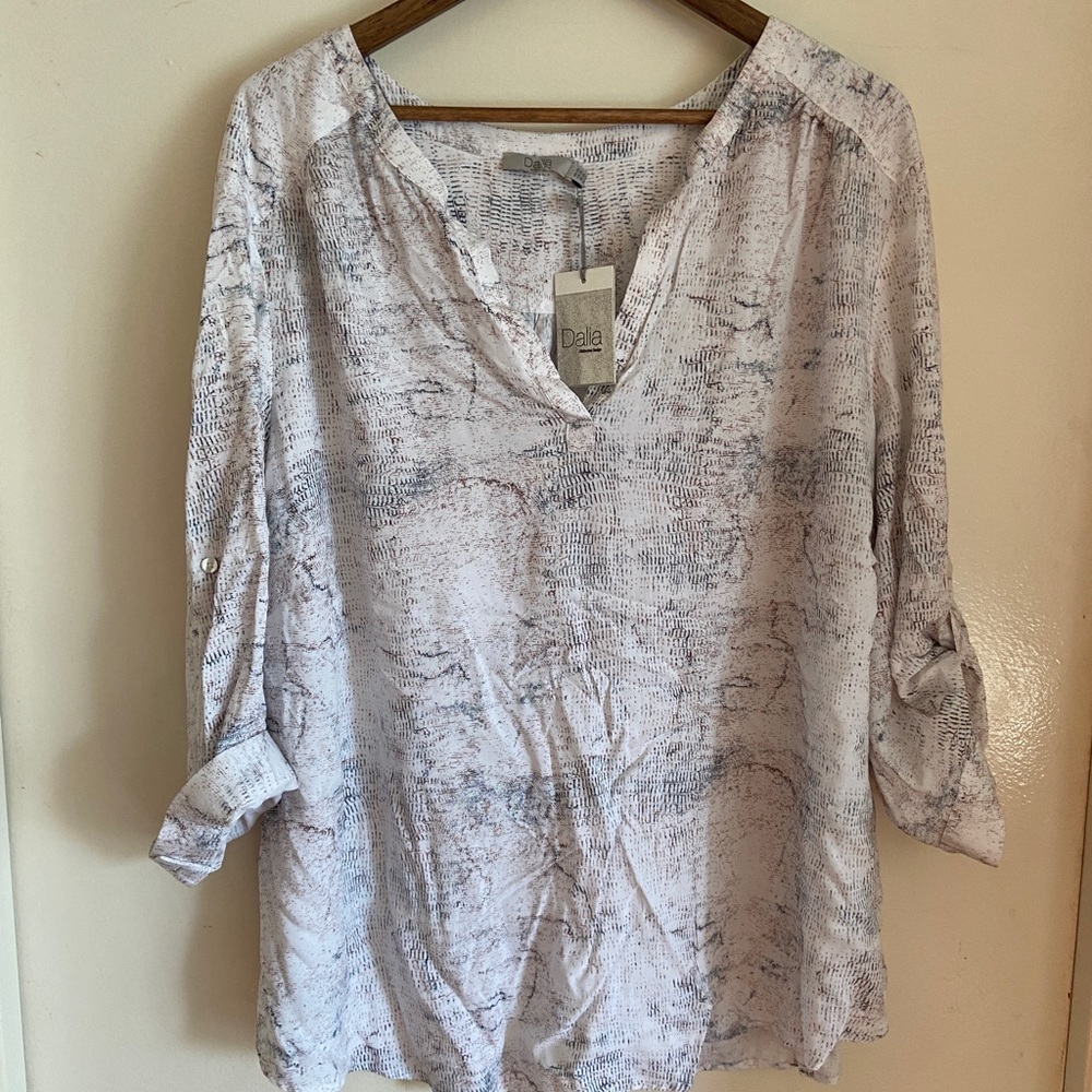 Dalia Plus Size Button Up Collared Blouse SZ 3X NWT